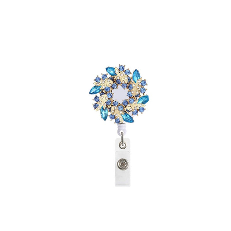 Wholesale Colorful Rhinestone Rotating Garland Telescopic Badge Scroll Keychain